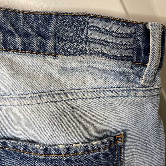 REVICE Two-Tone Straight Leg Jeans - Dark and Light Blue - Picture 2 of 7